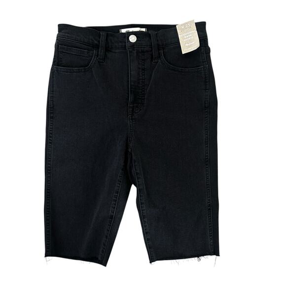 NEW Madewell Roadtripper Supersoft Biker Demin Jean Shorts Raw Hem Size 25 - Picture 2 of 8